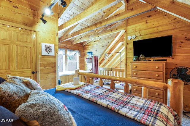 822 Eagle Cove Way, Gatlinburg, TN 37738 - bedroom with wooden walls, wooden ceiling, and carpet