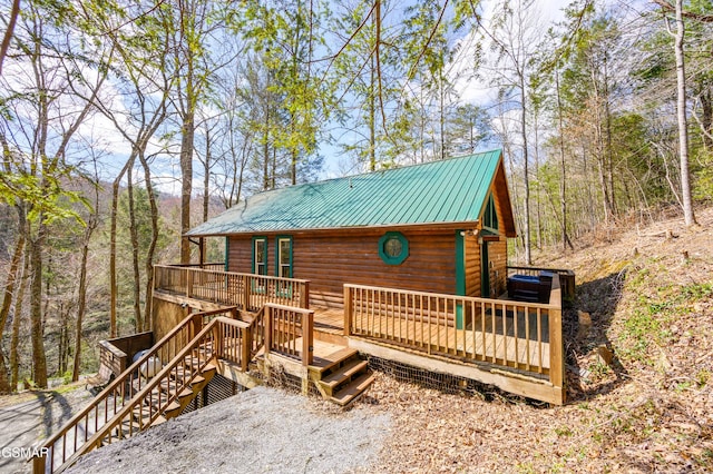 view of front of house with a wooden deck