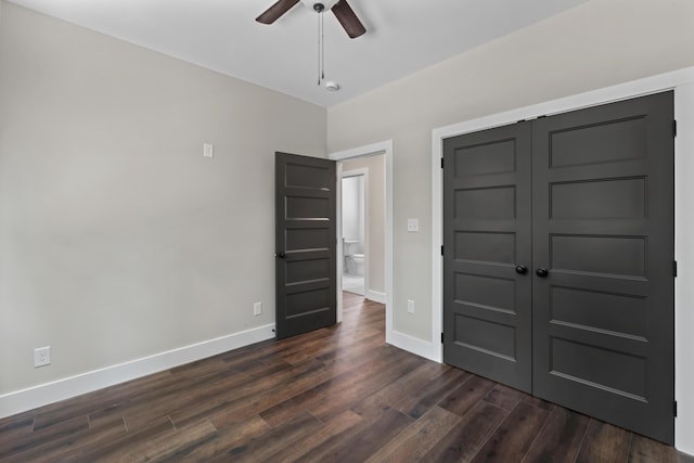 174 W Meeting St, Dandridge, TN 37725 - unfurnished bedroom featuring a closet, dark hardwood / wood-style floors, and ceiling fan