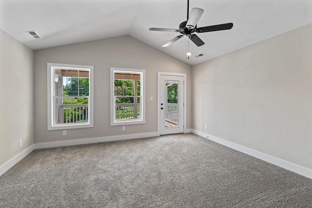 174 W Meeting St, Dandridge, TN 37725 - carpeted empty room with vaulted ceiling and ceiling fan