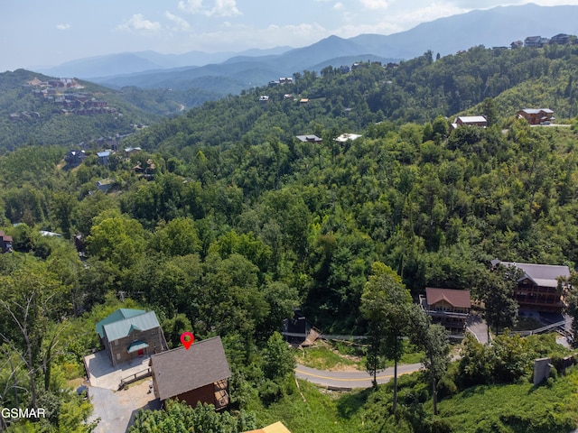 drone / aerial view with a mountain view