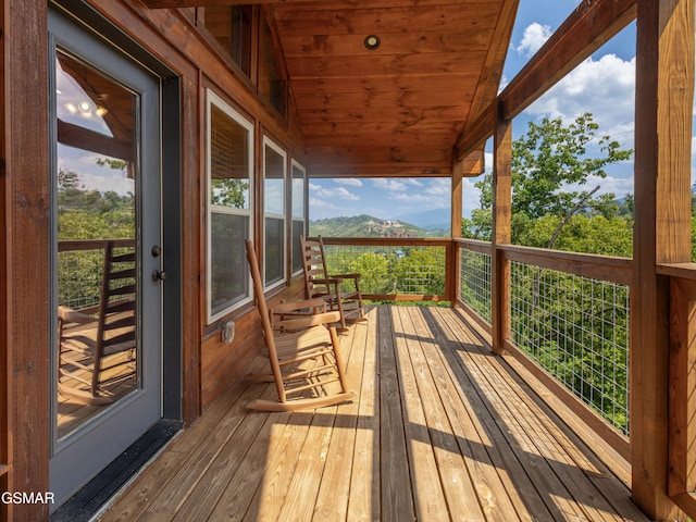 deck featuring a mountain view