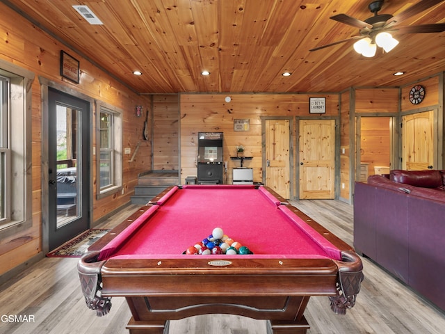 519 Edgewood Dr, Gatlinburg, TN 37738 - rec room featuring wooden ceiling, visible vents, and wood finished floors
