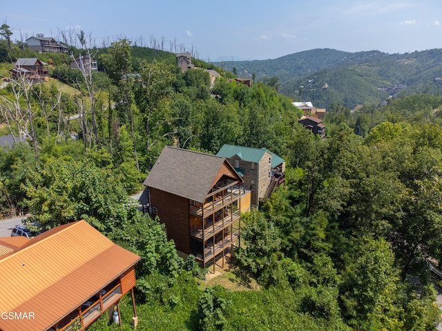 bird's eye view with a mountain view