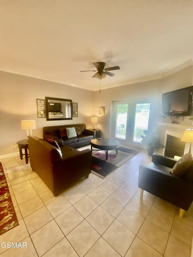 124 Plaza Dr Unit 3107, Pigeon Forge, TN 37863 - living room featuring ornamental molding, light tile patterned floors, and a ceiling fan