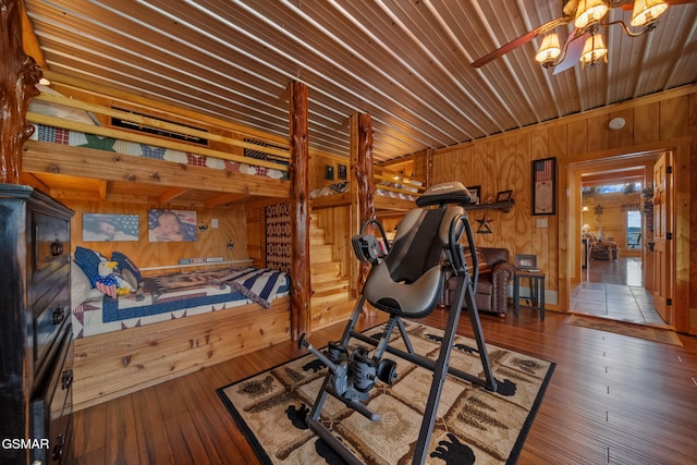 3995 Island View Way, Sevierville, TN 37876 - exercise room with wooden walls and hardwood / wood-style floors