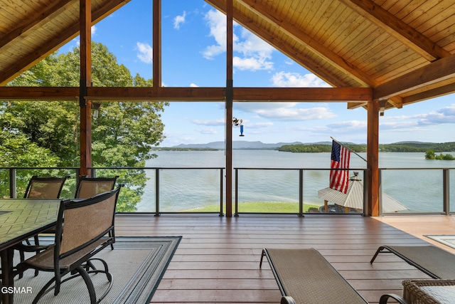 3995 Island View Way, Sevierville, TN 37876 - wooden deck with a water view and outdoor dining space