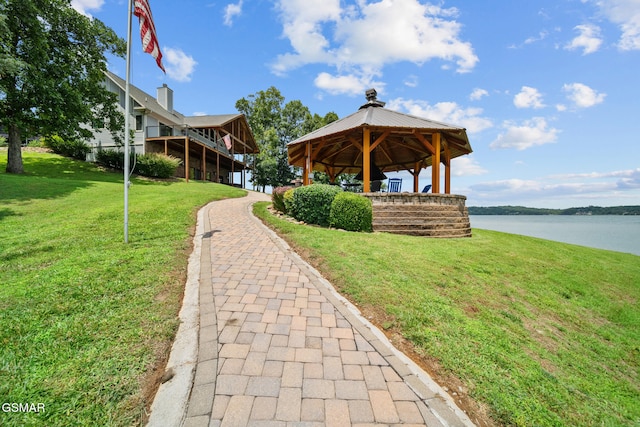 3995 Island View Way, Sevierville, TN 37876 - view of community featuring a water view, a gazebo, and a lawn