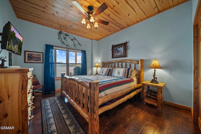 3995 Island View Way, Sevierville, TN 37876 - bedroom with wooden ceiling, hardwood / wood-style floors, and a ceiling fan