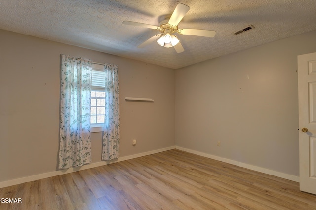 1940 Big Chiefs Skyview Dr, Sevierville, TN 37876 - unfurnished room with light wood-style flooring, a textured ceiling, a ceiling fan, and visible vents