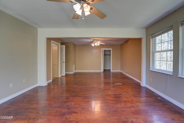 1940 Big Chiefs Skyview Dr, Sevierville, TN 37876 - unfurnished room with visible vents, baseboards, a ceiling fan, and wood finished floors