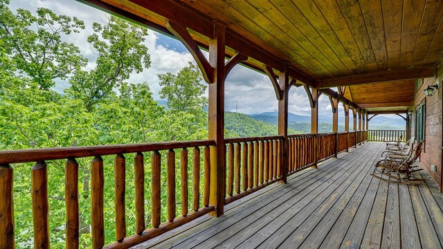 deck featuring a mountain view