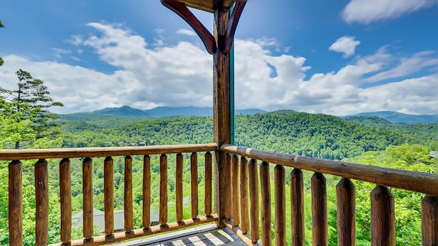 exterior space featuring a mountain view