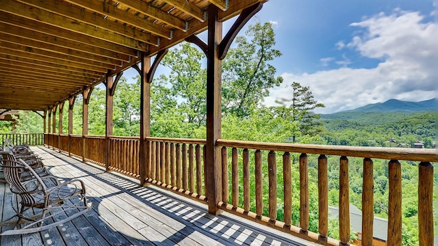 deck featuring a mountain view