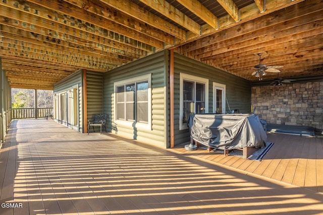 deck featuring ceiling fan