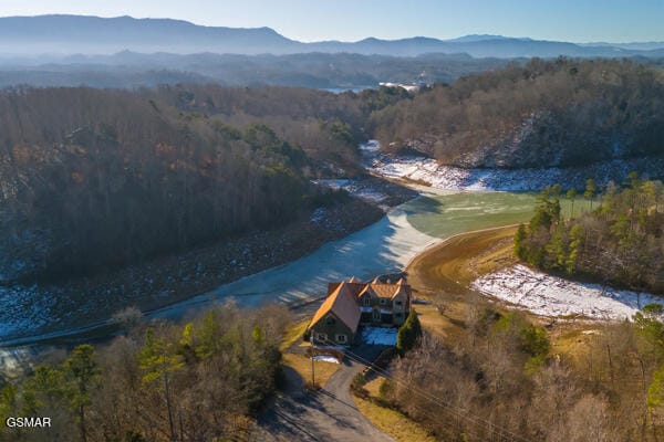 aerial view featuring a mountain view