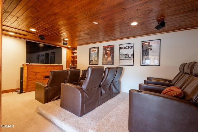 carpeted cinema with wooden ceiling