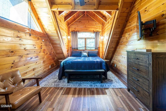 2430 Cobbler Way, Pigeon Forge, TN 37863 - bedroom featuring wood walls, dark wood-style floors, and wooden ceiling