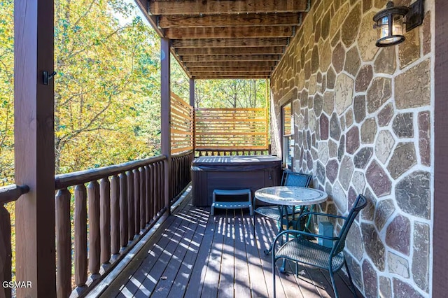 2430 Cobbler Way, Pigeon Forge, TN 37863 - wooden terrace with a hot tub