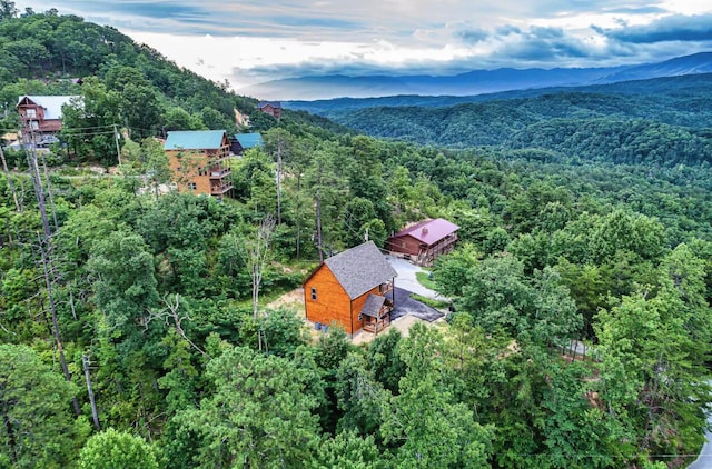 bird's eye view featuring a mountain view