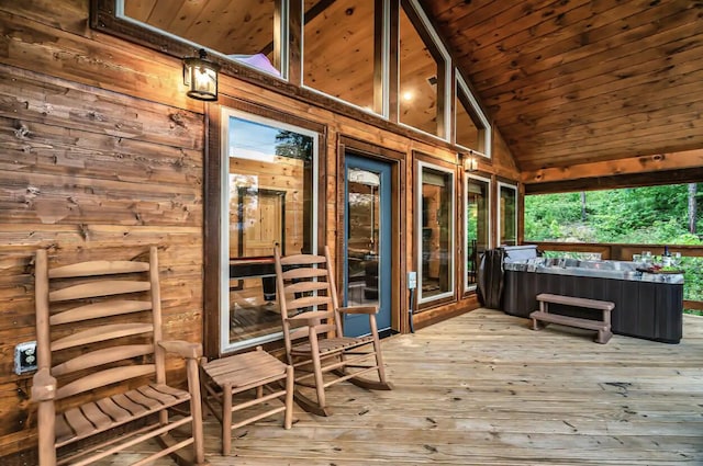 wooden deck featuring covered porch