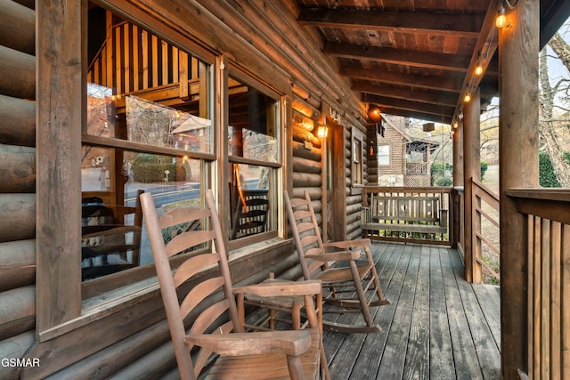 deck with covered porch