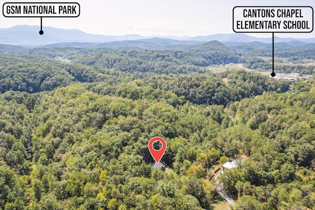 aerial view featuring a mountain view