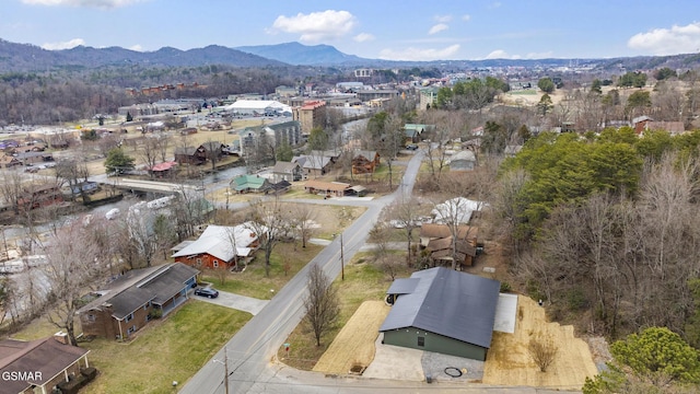 drone / aerial view with a mountain view