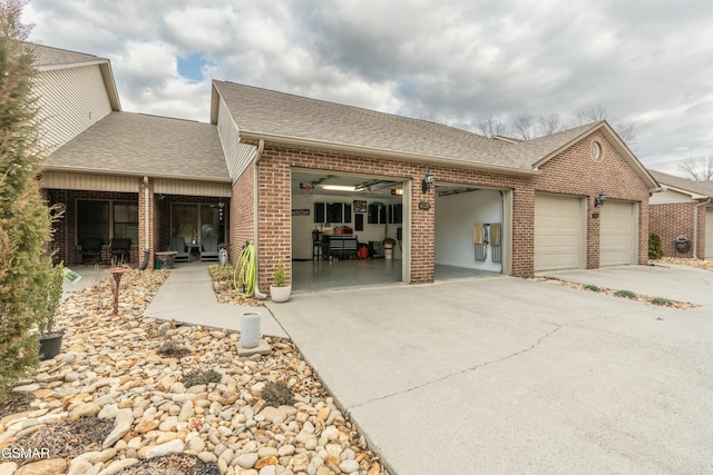 exterior space with a garage