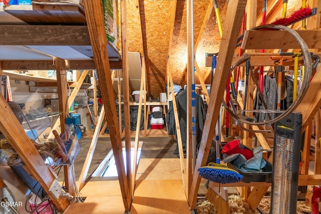 view of unfinished attic