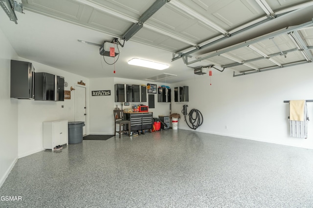 garage with a garage door opener