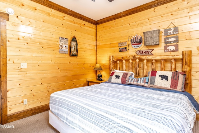 415 Big Bear Way, Pigeon Forge, TN 37863 - bedroom featuring carpet, wood walls, and crown molding