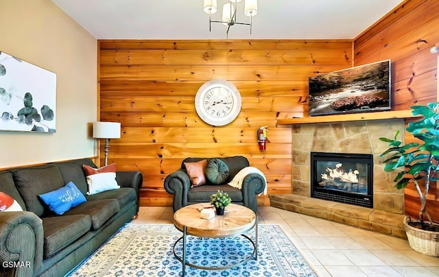 415 Big Bear Way, Pigeon Forge, TN 37863 - tiled living room featuring a fireplace