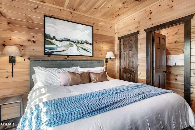 668 Stockton Dr, Sevierville, TN 37876 - bedroom featuring wooden walls and wood ceiling