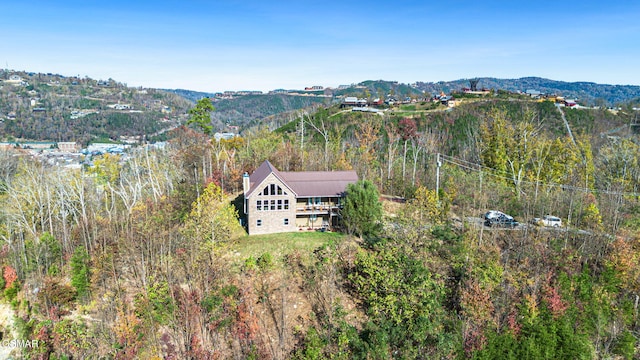 birds eye view of property with a mountain view