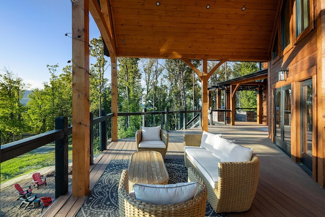 deck with an outdoor living space