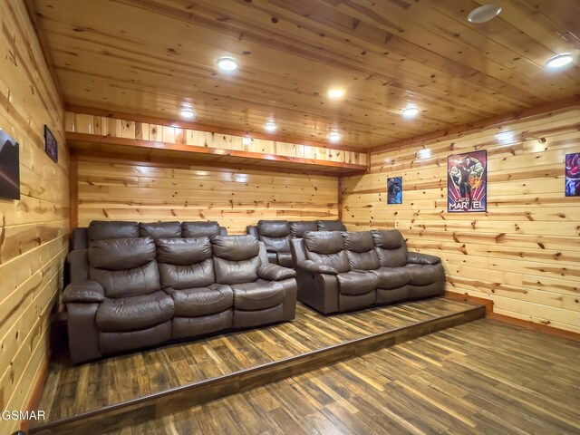 2316 Boulder Way, Sevierville, TN 37862 - cinema featuring wooden walls, wood ceiling, wood finished floors, and recessed lighting