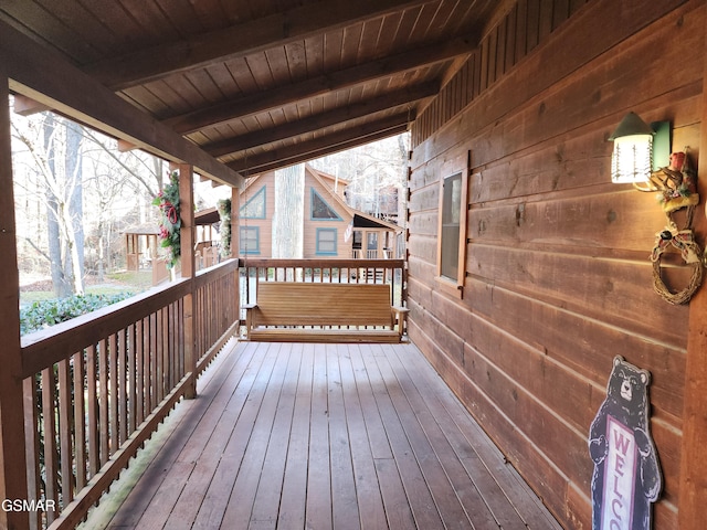 wooden deck featuring a porch