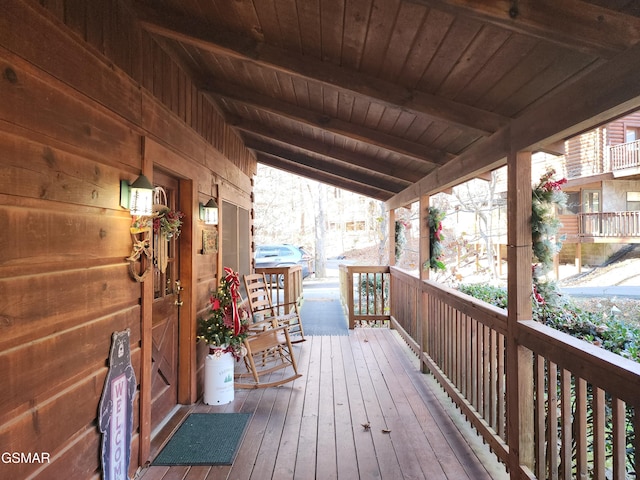 wooden deck with covered porch