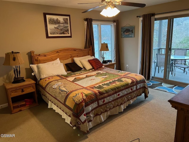 20 Brixton Ln, Crossville, TN 38555 - bedroom with a ceiling fan, access to outside, and light carpet