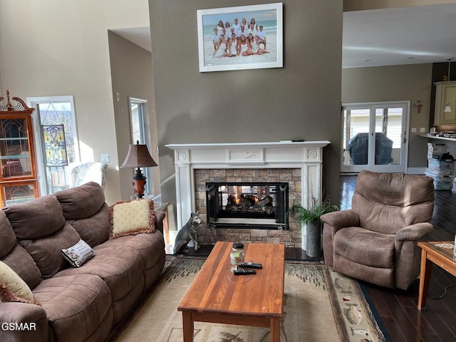 20 Brixton Ln, Crossville, TN 38555 - living room with wood finished floors, a stone fireplace, and a wealth of natural light