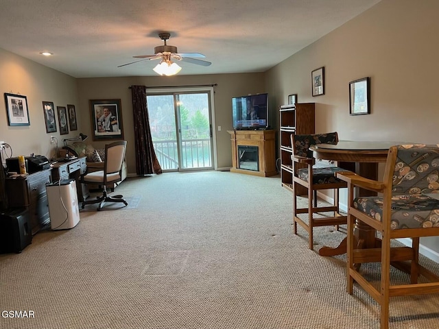 20 Brixton Ln, Crossville, TN 38555 - office featuring a glass covered fireplace, light colored carpet, and ceiling fan