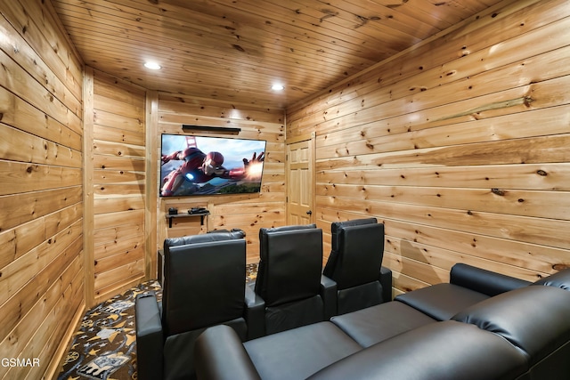 852 Resort Way, Gatlinburg, TN 37738 - home theater room featuring wood walls, recessed lighting, and wooden ceiling