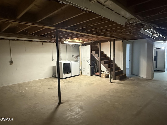 525 Freeman Ave, Newport, TN 37821 - unfinished basement featuring separate washer and dryer and stairs