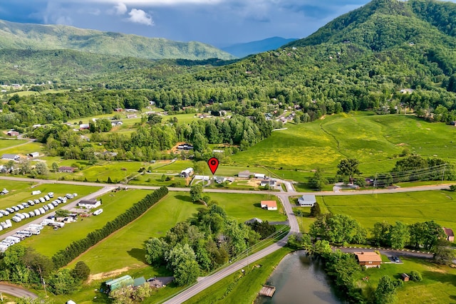 bird's eye view with a mountain view