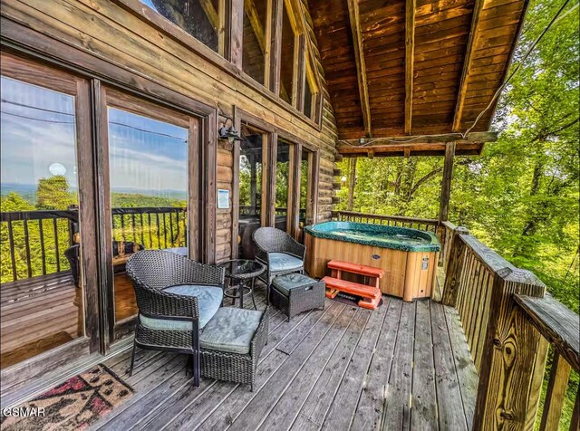 2438 Walnut Ridge Way, Sevierville, TN 37862 - wooden deck featuring a hot tub