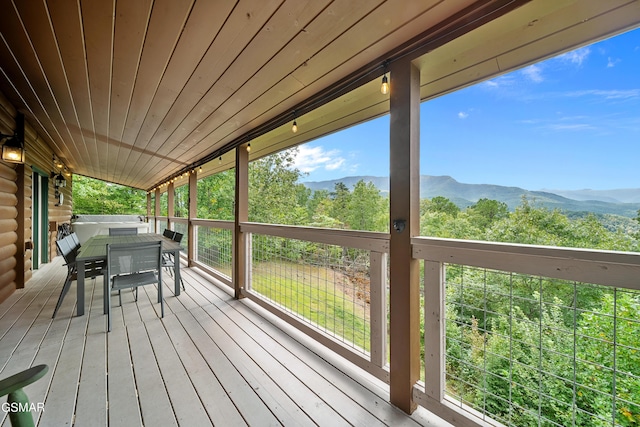 859 Pinnacle Vista Rd, Gatlinburg, TN 37738 - deck featuring outdoor dining space and a mountain view