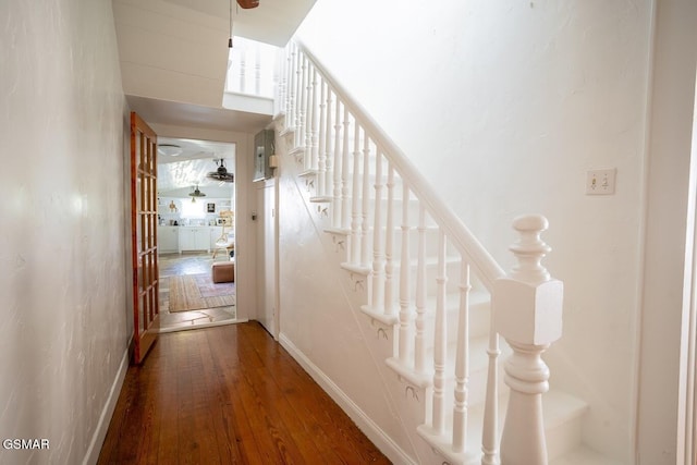 corridor featuring dark hardwood / wood-style flooring
