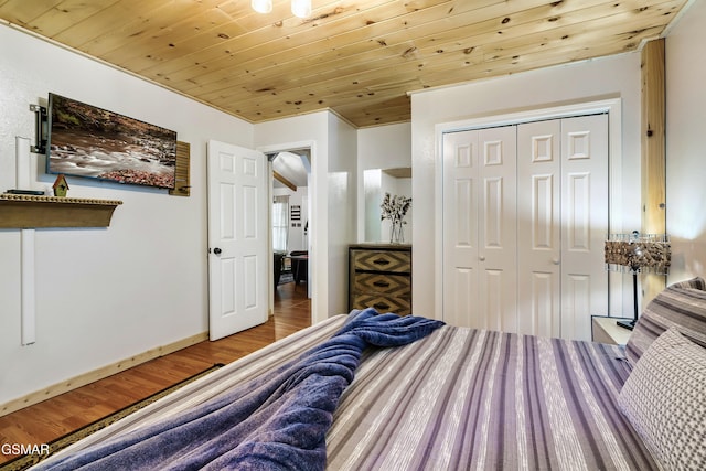 3230 Cove Creek Way, Sevierville, TN 37862 - bedroom featuring a closet, wooden ceiling, and wood finished floors