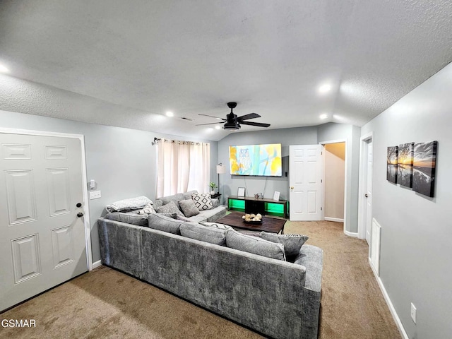 2904 Boyds Creek Hwy Unit 4, Sevierville, TN 37876 - living room featuring carpet floors, a ceiling fan, and a textured ceiling